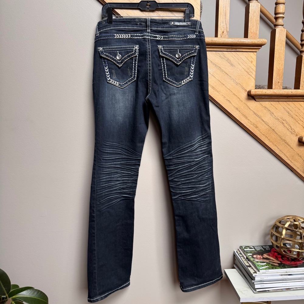 Sexy Couture Women's Boot Cut Jeans Dark Wash Rhinestone Embellished Size 13 Y2K - Picture 3 of 11